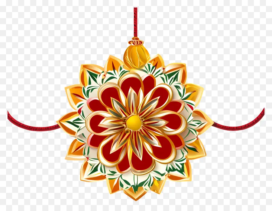 Raksha Bandhan，Design Floral De Ouro PNG