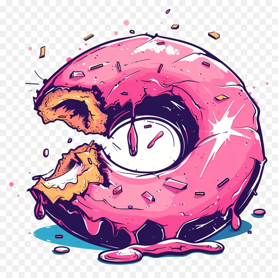 Donut Comido，Donut Rosa PNG