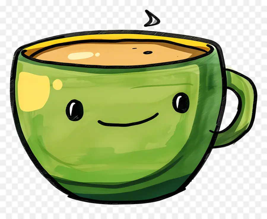 Cartoon Xícara De Café，Rosto A Sorrir PNG