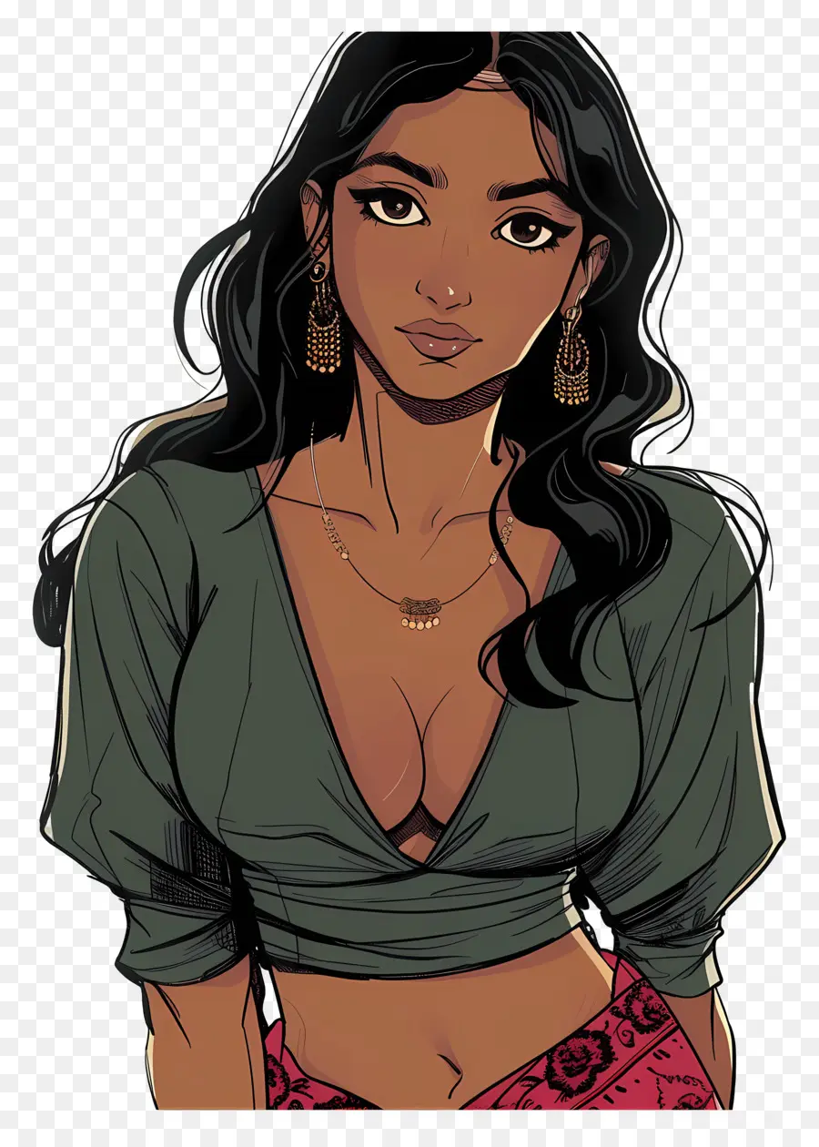 Mulher Indiana，Cartoon PNG