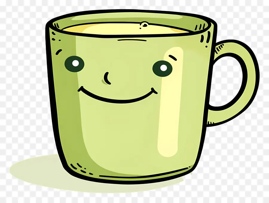 Cartoon Xícara De Café，Verde Da Copa PNG