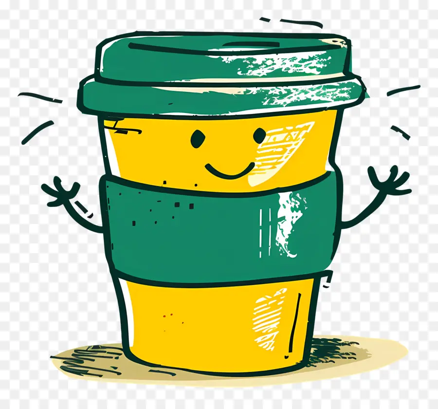 Cartoon Xícara De Café，Xícara De Café Sorridente PNG