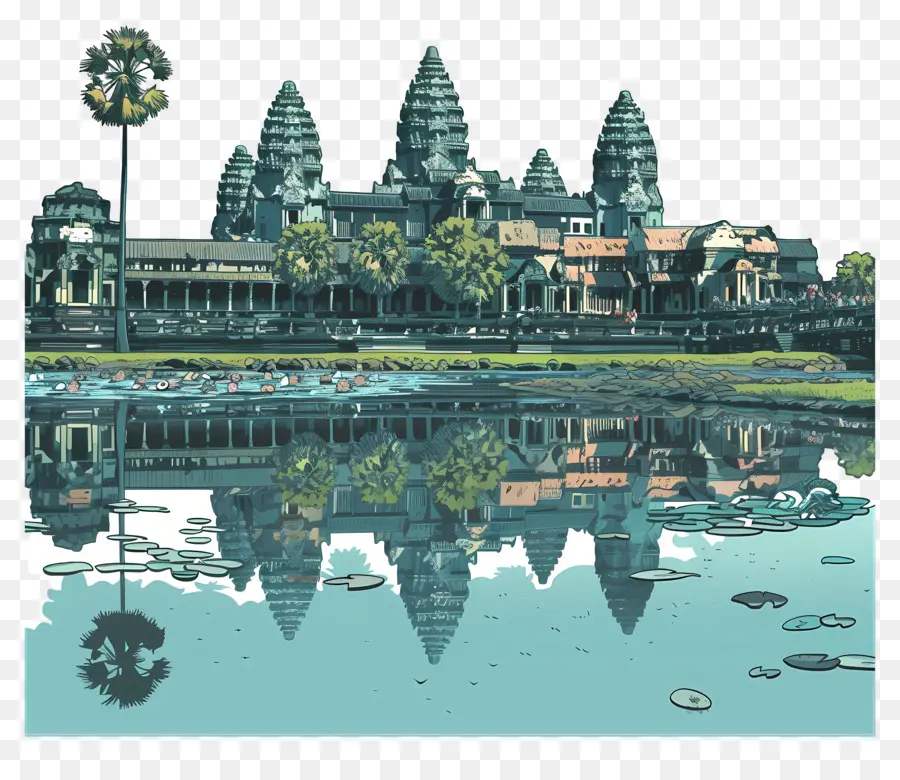 Angkor Wat，Pintura Do Templo PNG