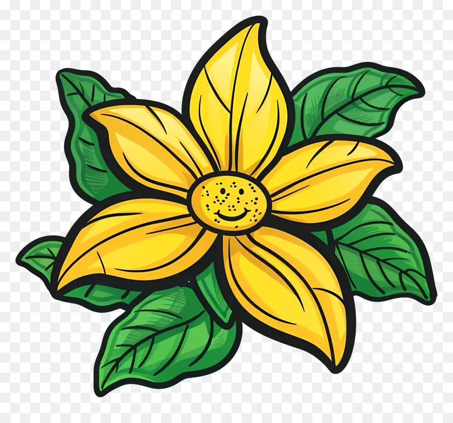 Cartoon Flor，Flor Amarela PNG