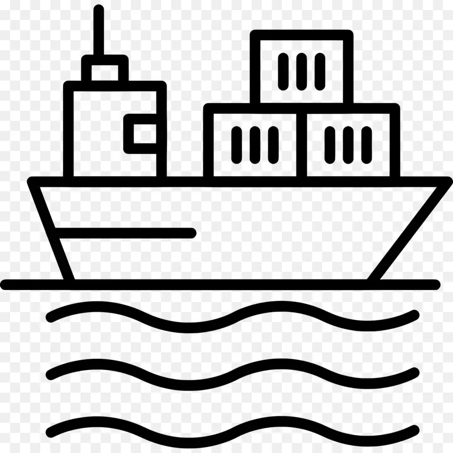 Navio De Carga，Black Background PNG