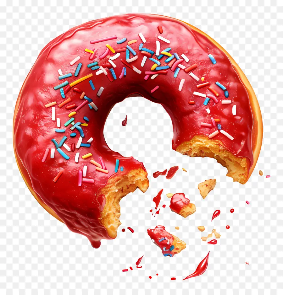 Donut Comido，Donut De Veludo Vermelho PNG