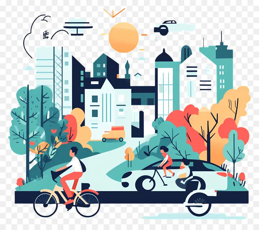 Dia Carfree Mundo，A Vida Urbana PNG