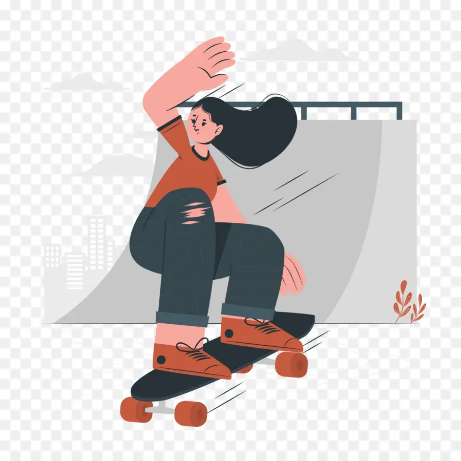 Skateboarding，O Horizonte Da Cidade PNG