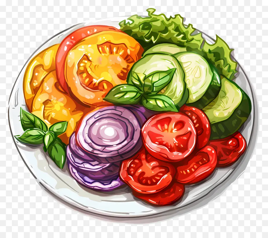 Prato Com Legumes，Salada Colorida PNG