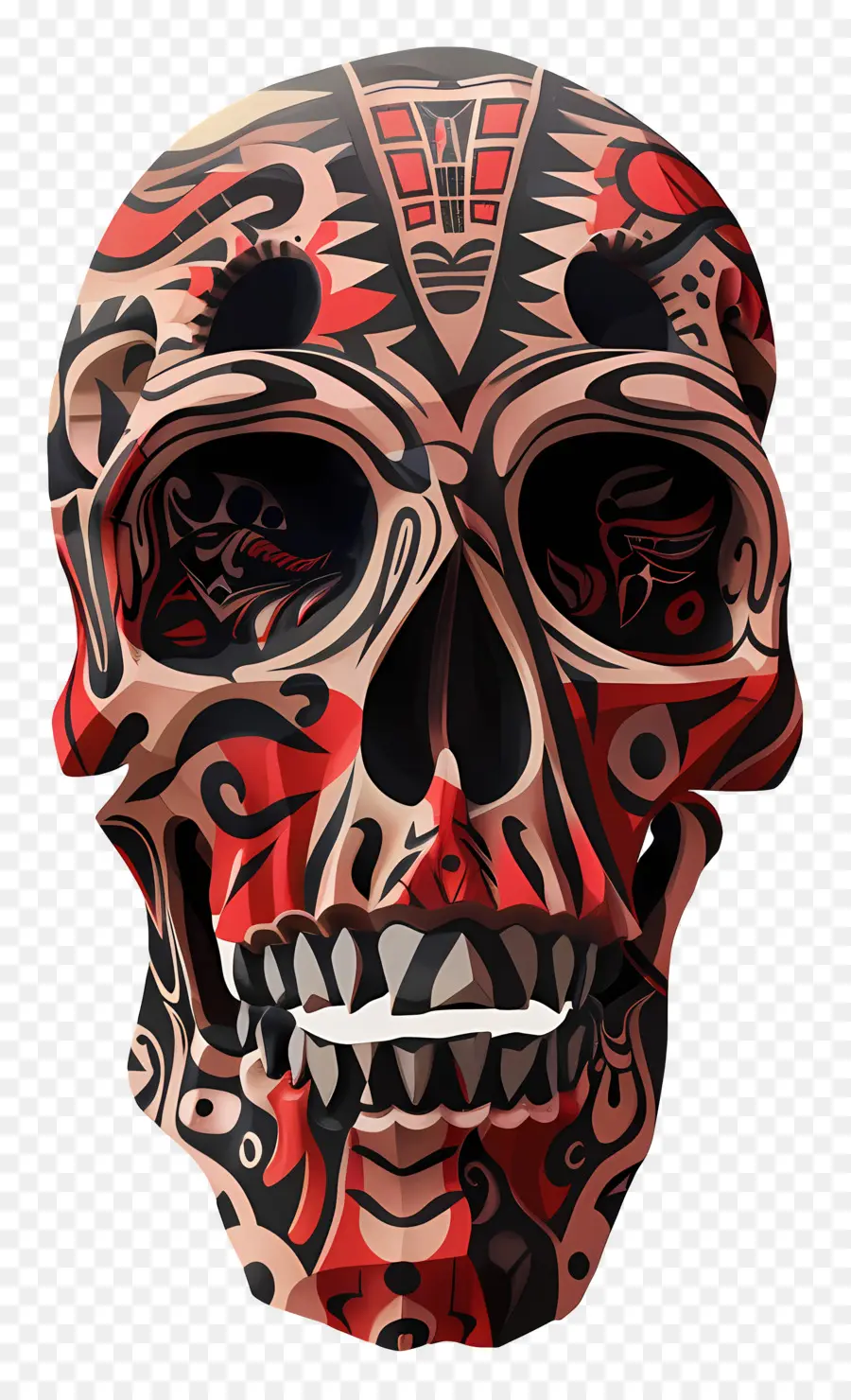 Caveira Tribal，Crânio Decorativo PNG