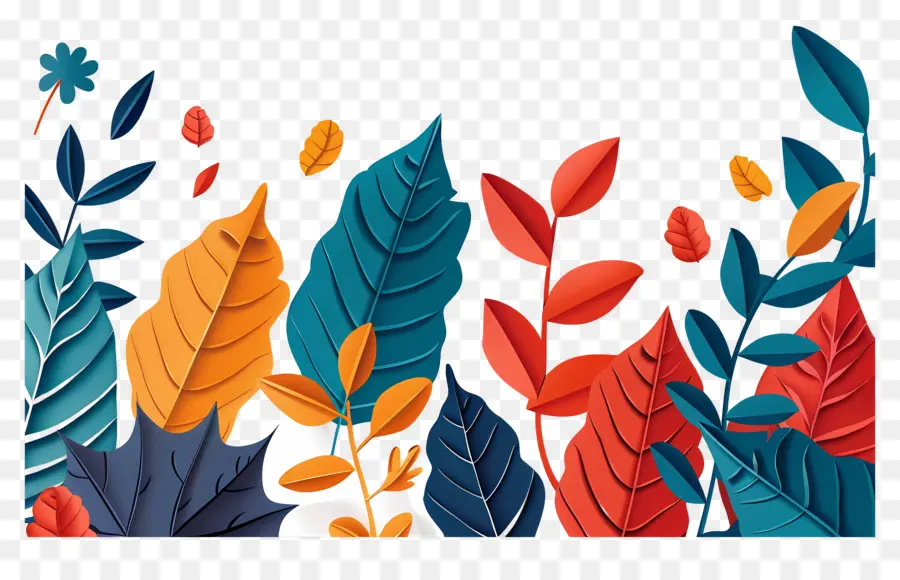 Autumn Leaves，Folhas Vibrantes PNG