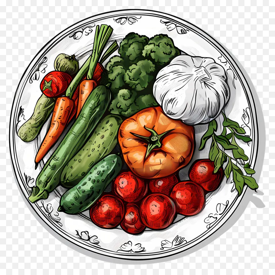 Prato Com Vegetais，Vegetal Placa PNG