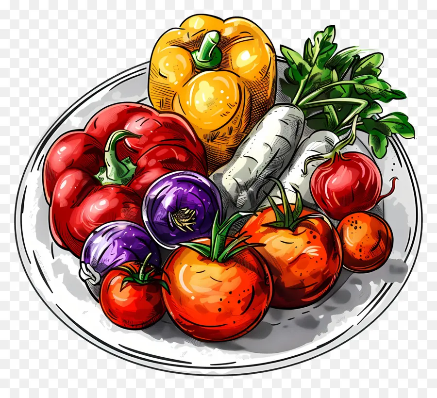 Prato Com Vegetais，Vegetais Coloridos PNG