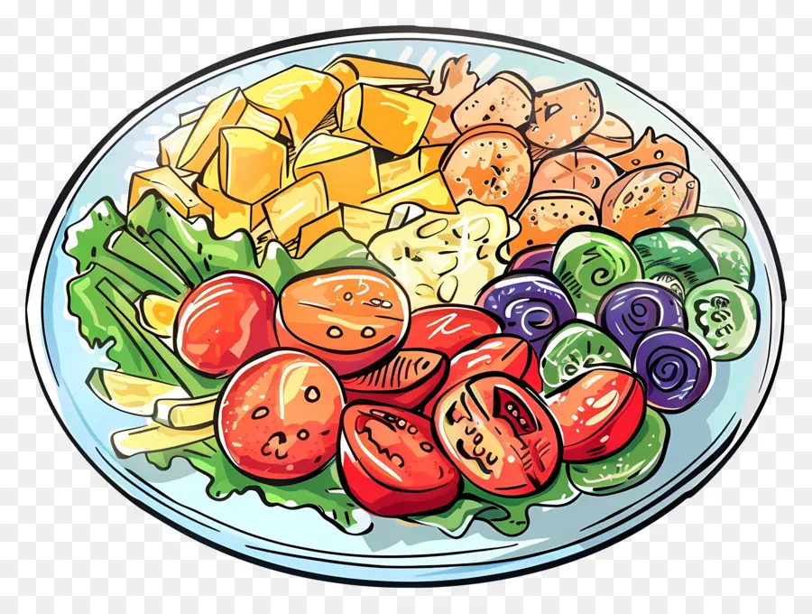 Prato Com Comida，Salada PNG