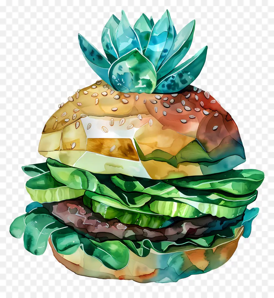 Burger，Ilustração Em Aquarela PNG