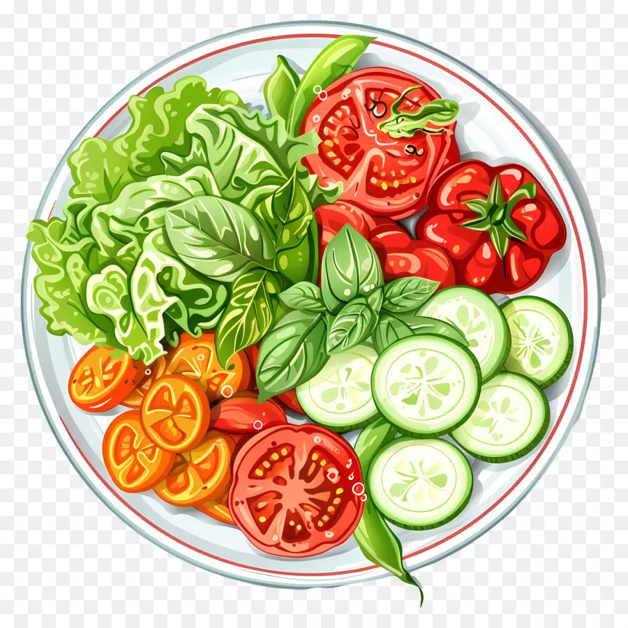 Prato Com Legumes，Salada Colorida PNG