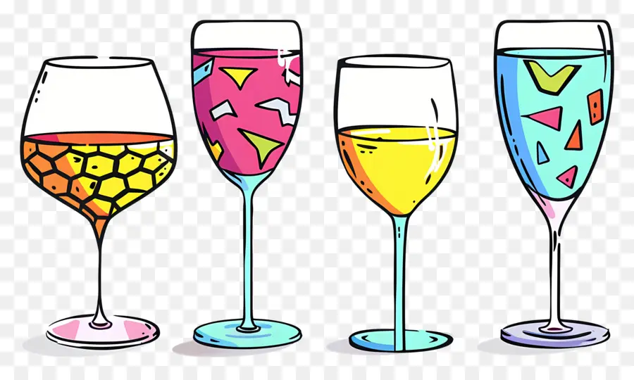 Copo De Vinho，óculos Multicoloridos PNG