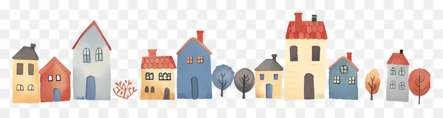 Cidade Pequena，Casa Pequena E Fofa De Doodle PNG