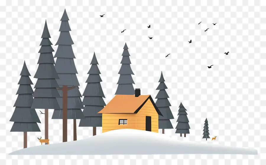 Cabana De Inverno，Casa Pequena E Fofa De Doodle PNG