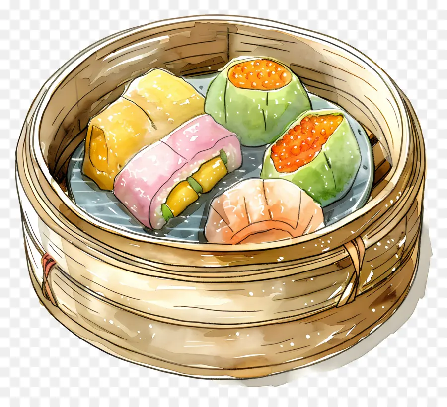 Dim Sum，Cozido No Vapor PNG