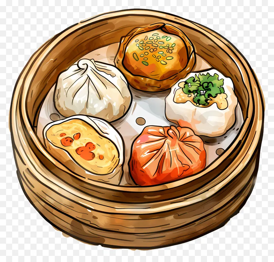 Dim Sum，Cozido No Vapor PNG