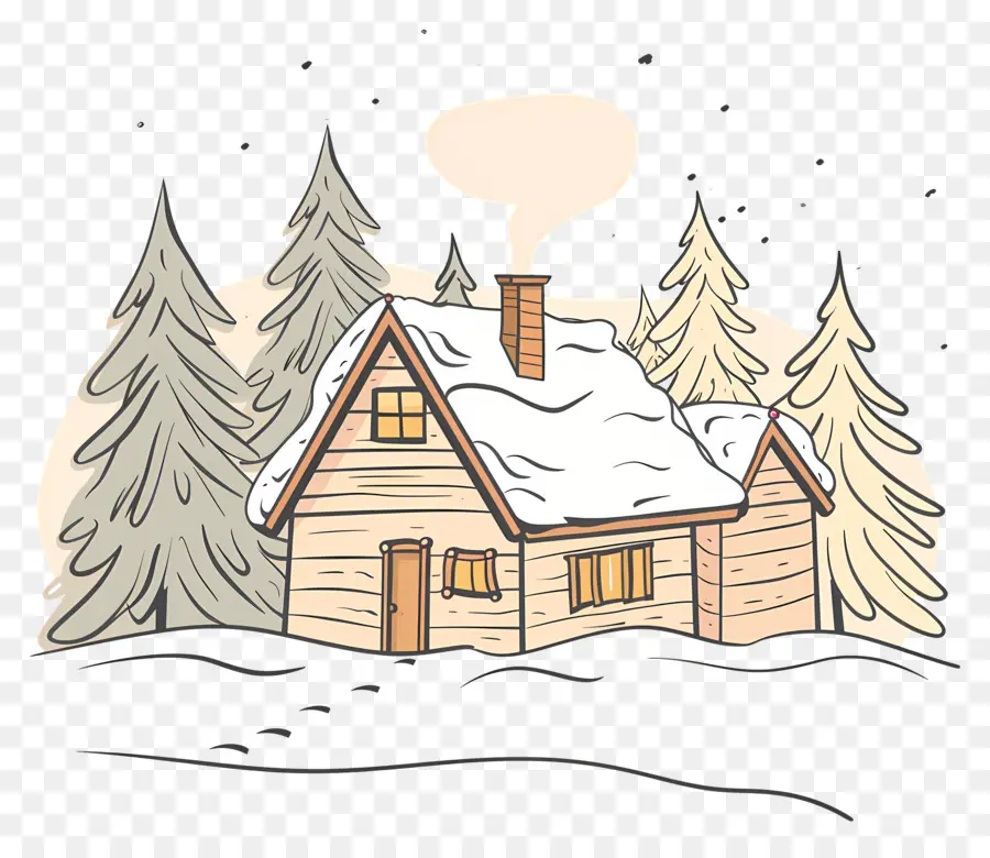 Cabana De Inverno，Casa Doodle PNG