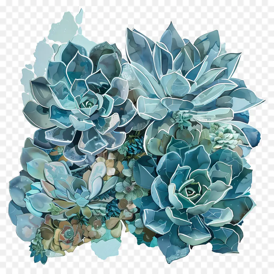 Suculentas De Echeveria，Suculentas Azuis PNG