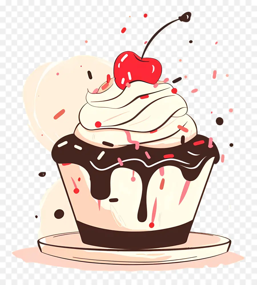 Sobremesa，Cupcake Com Cereja PNG