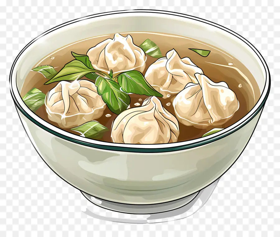 Sopa Wonton，Bolinhos Na Sopa PNG