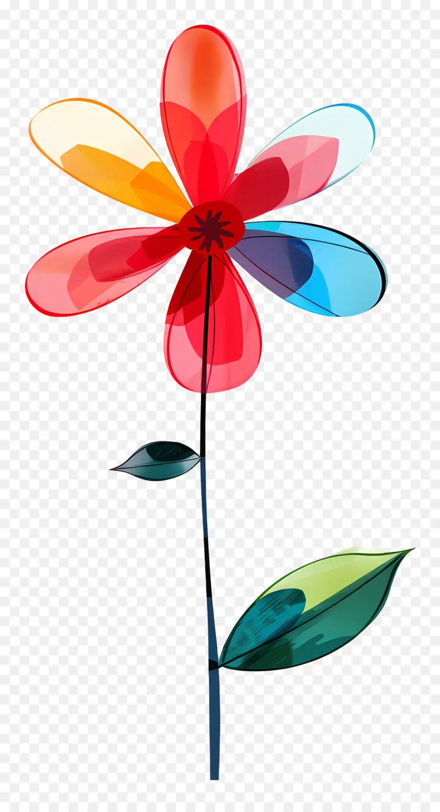 Flor Com Haste，Coração De Flor PNG