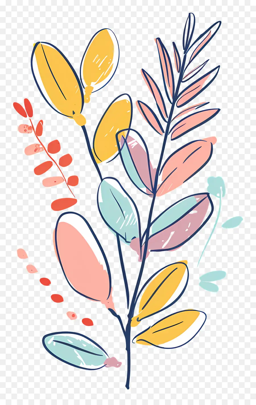 Planta De Flor，Folhas Abstratas PNG