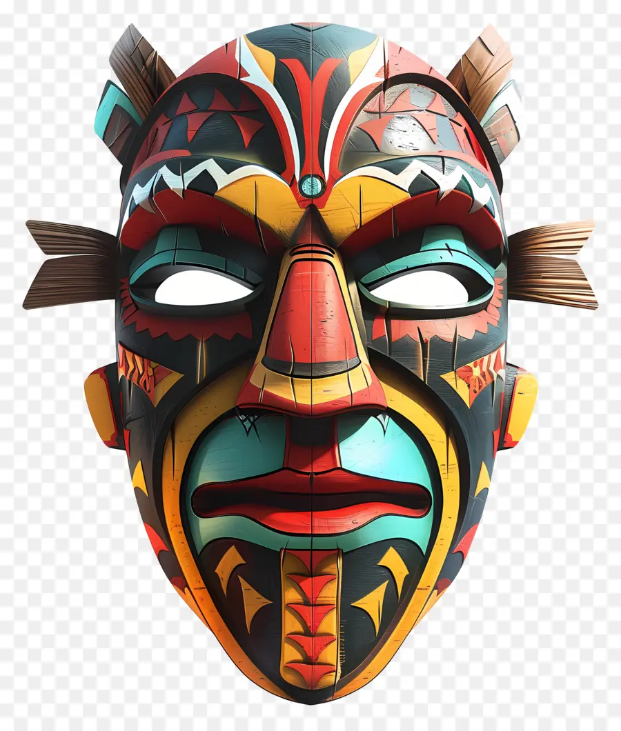 Máscara Tribal，Colorido PNG