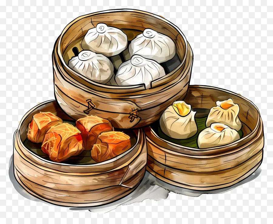 Dim Sum，Pãezinhos Cozidos No Vapor PNG