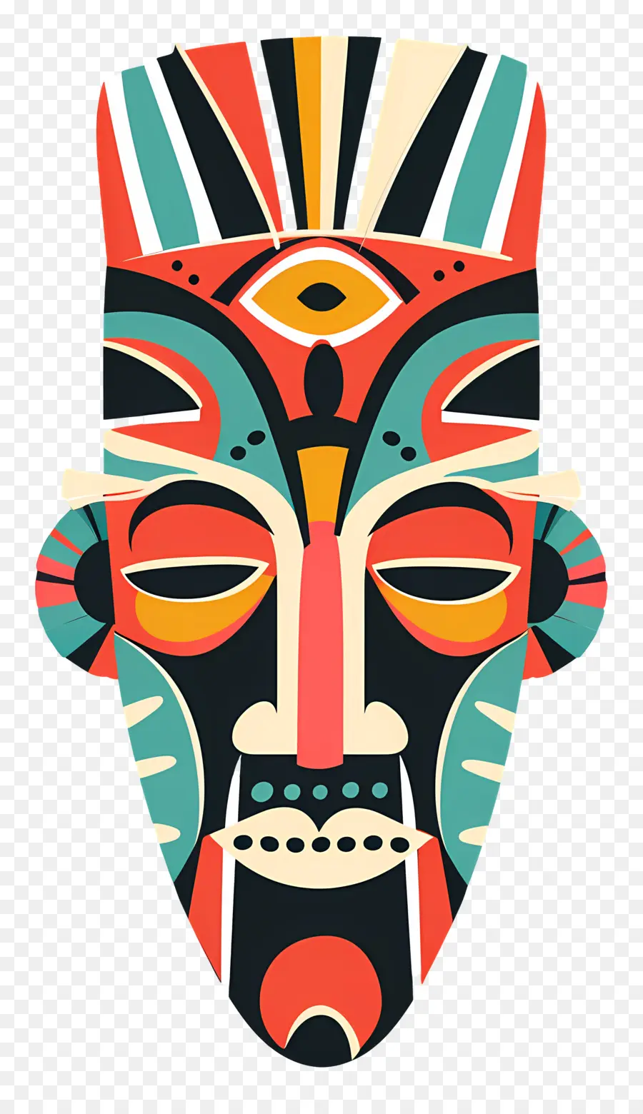 Máscara Tribal，Máscara Tribal Colorida PNG