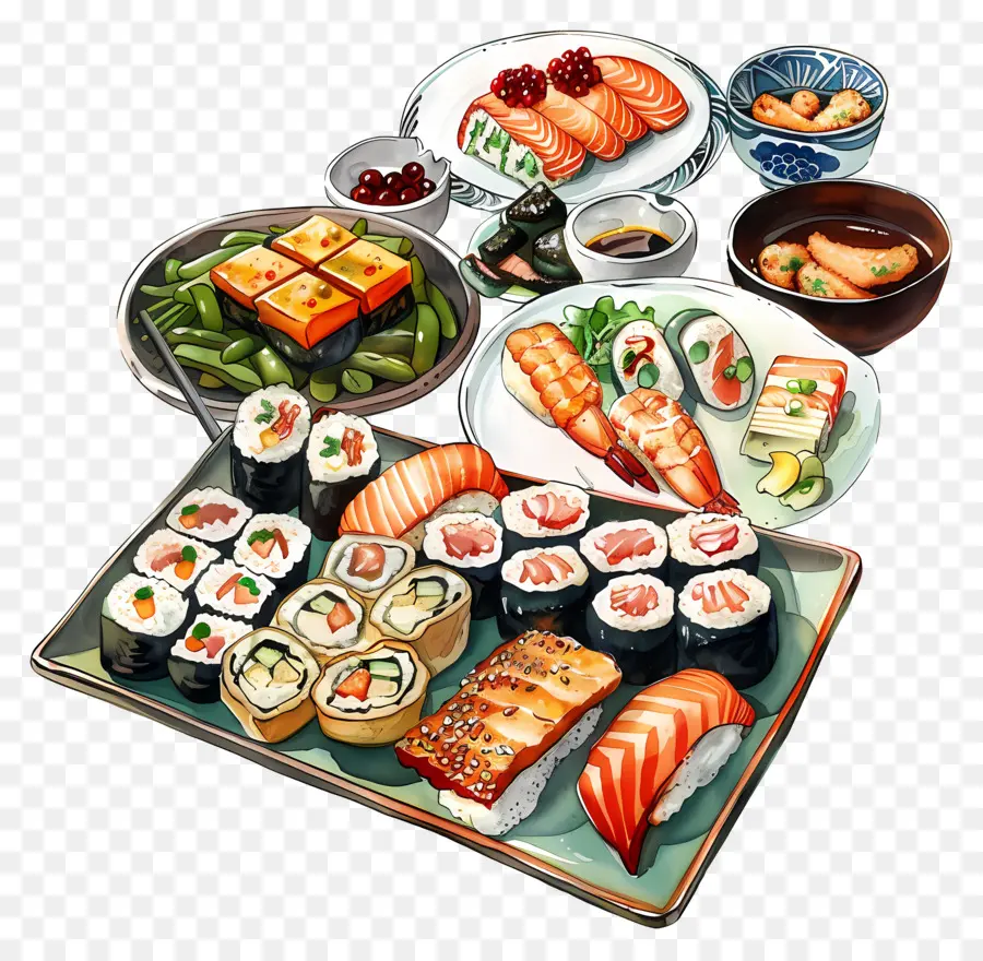 Comida Japonesa，Prato De Sushi PNG