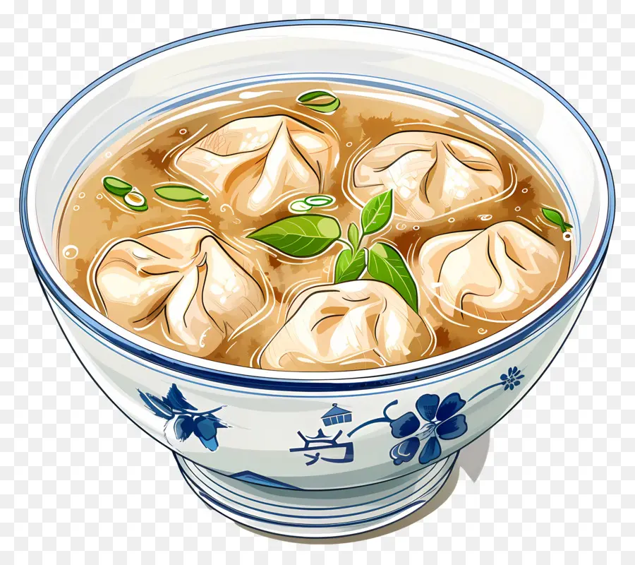 Sopa Wonton，Bolinhos Na Sopa PNG