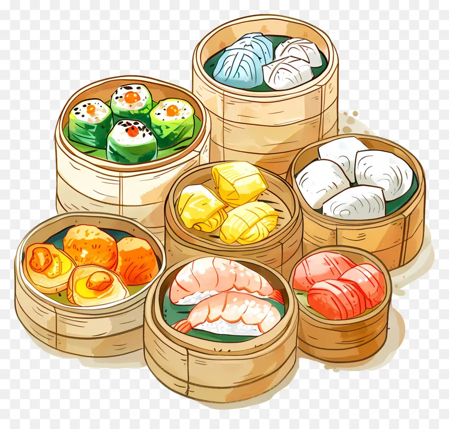 Dim Sum，Cozido No Vapor PNG