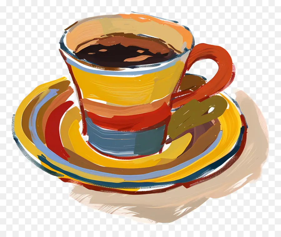 Xícara De Café，Xícara E Pires Coloridos PNG