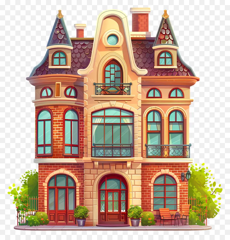 City Cottage Building，Pequena Casa Fofa Doodle PNG