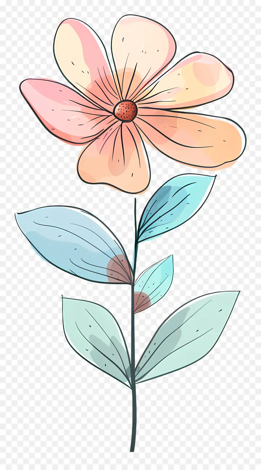 Flor Com Haste，Flor PNG