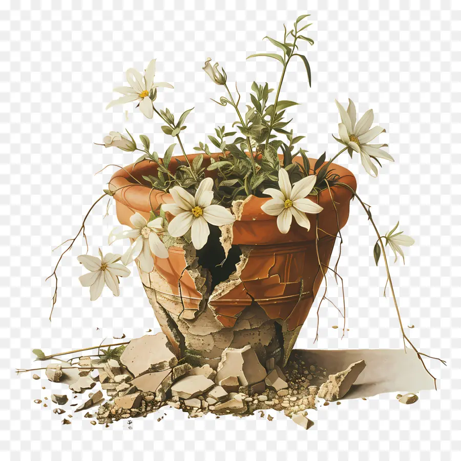 Vaso De Flores Quebrado，Pote Quebrado PNG