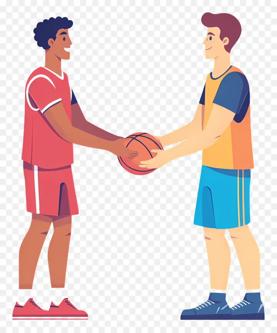 Esportividade，Dois Personagens De Desenhos Animados Segurando Uma Bola De Basquete PNG