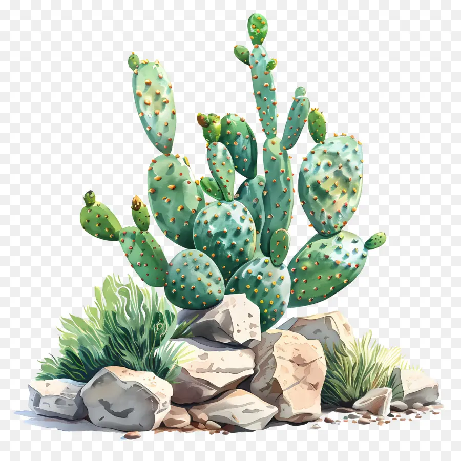 Cacto Com Rochas，Cactus PNG