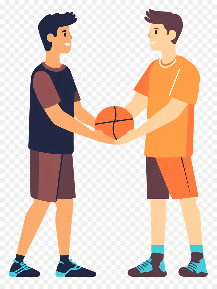 Esportividade，Dois Personagens De Desenhos Animados Segurando Uma Bola De Basquete PNG