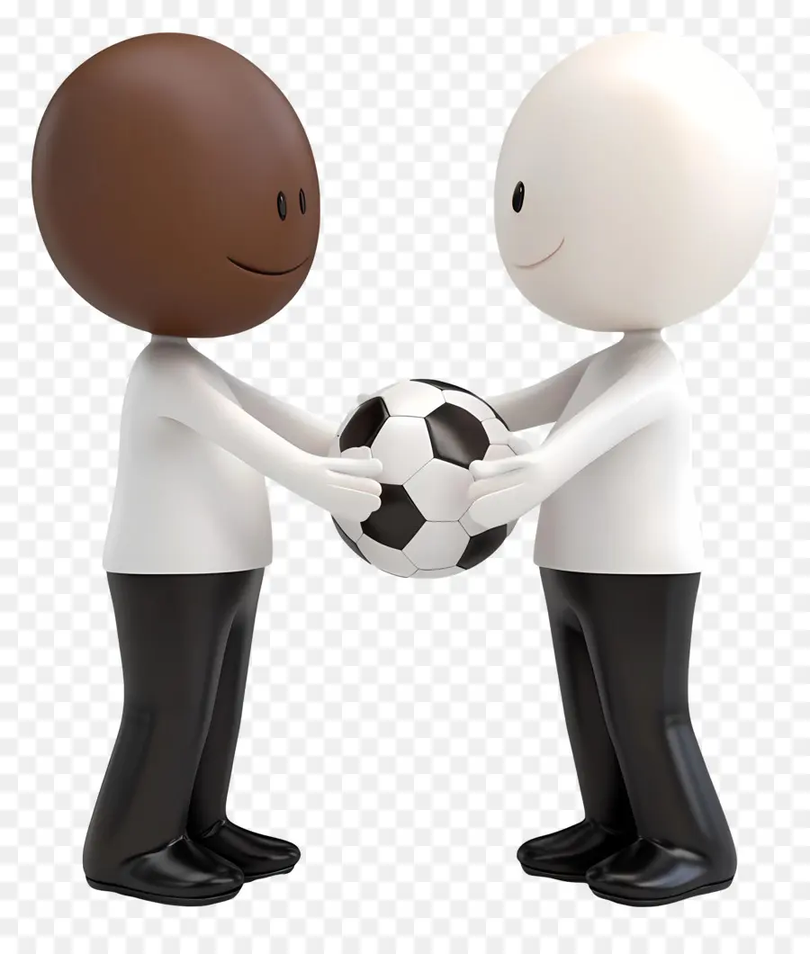 Esportividade，Dois Personagens De Desenhos Animados Segurando Uma Bola De Futebol PNG