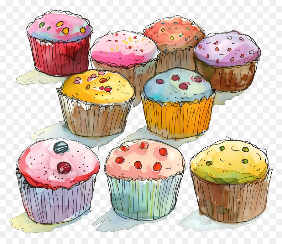 Muffins，Bolinhos Coloridos PNG