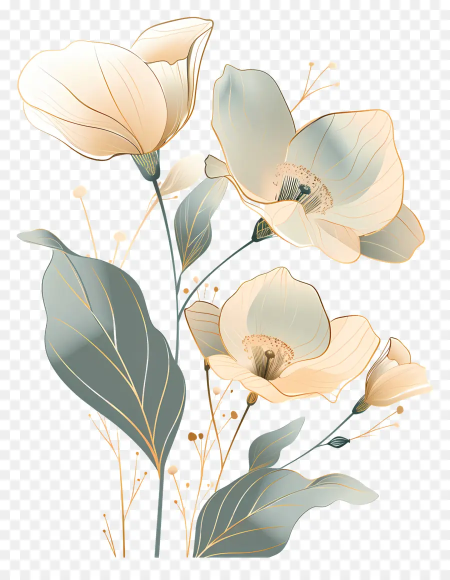 Flores De Ouro，Flores Elegantes PNG