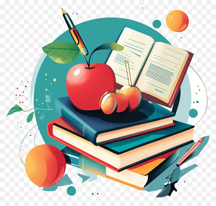 De Volta à Escola，Livros E Apple PNG