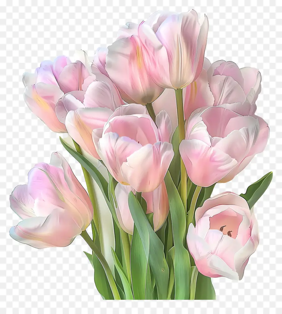 Tulipas Cor De Rosa，Buquê PNG