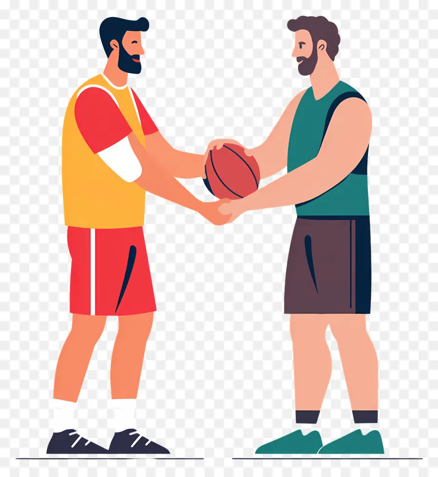 Esportividade，Dois Personagens De Desenhos Animados Segurando Uma Bola De Basquete PNG